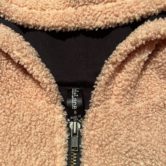 PixieLane pink fuzzy jacket/hoodie perfect fall transition piece size 8 - Picture 3 of 3